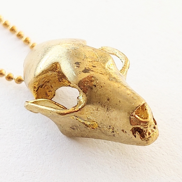 NEW small brass fruit bat scull necklace - Picture 1 of 6